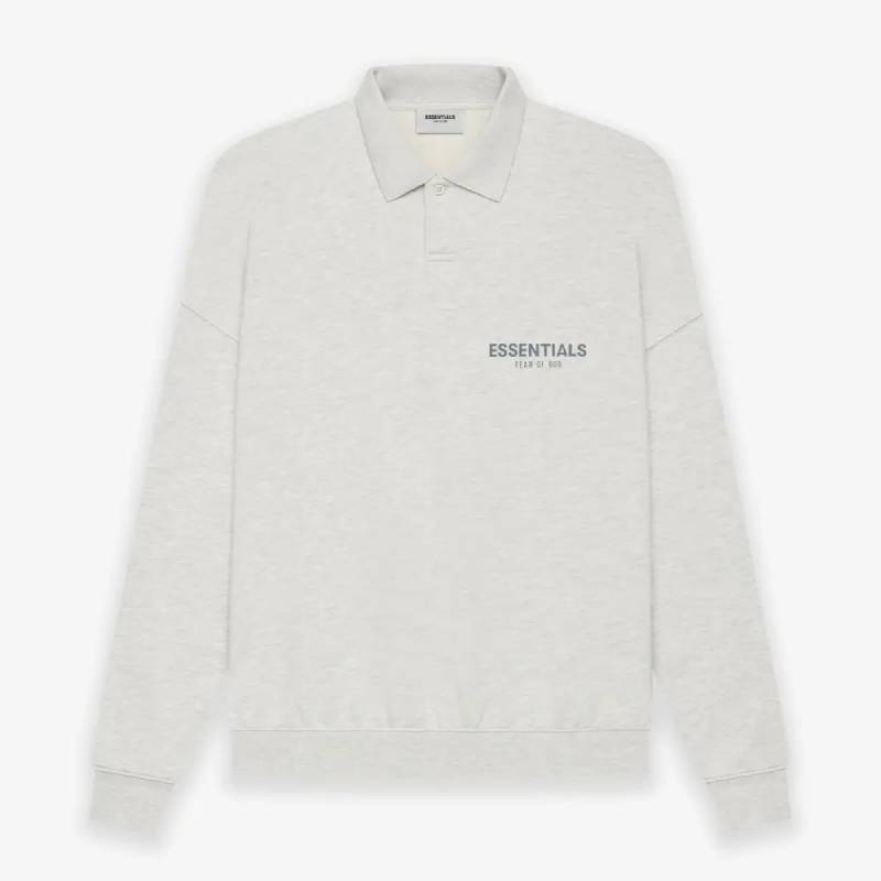 Fear of God ESSENTIALS Long Sleeve Polo Gray Sweatshirt Fear of God ESSENTIALS Long Sleeve Polo Gray Sweatshirt